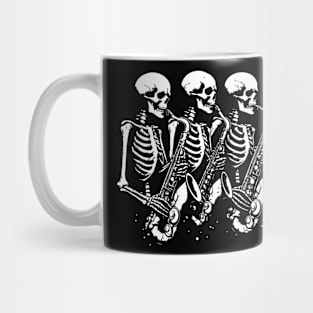 skeleton plays saxophone Mug